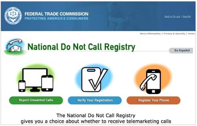 National do not call registry
