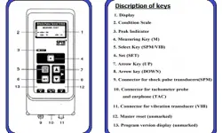 Functions of keys of shock pulse tester T 2000