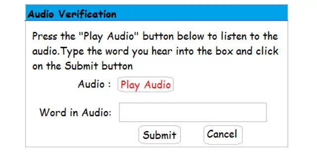Audio based CAPTCHA Code