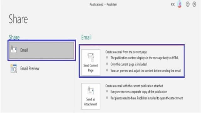 Publisher Content through Email
