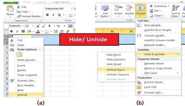 Hide and Unhide of Rows Vs Columns