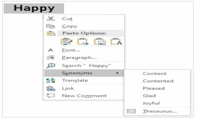 Synonym in Word