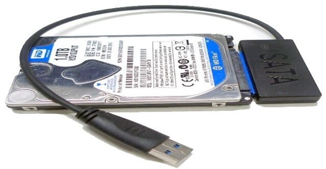 Serial ATA Cable Connected to External HDD