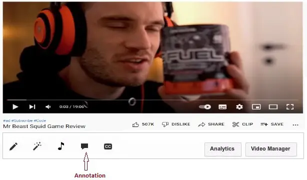 Annotations in YouTube