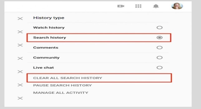 Delete Youtube Search History