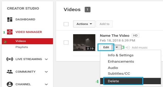 Delete YouTube Video